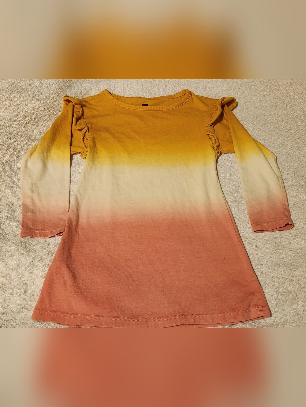 Tea Collection Girls Ombre Long Sleeve Tunic - Yellow, Cream, Peach